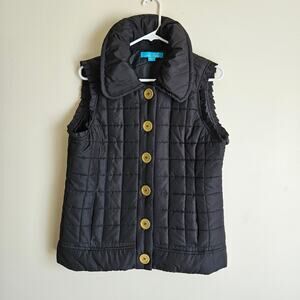 Super Cute! Au Lieu Ruffle Sleeve Vest, Black, Sz L